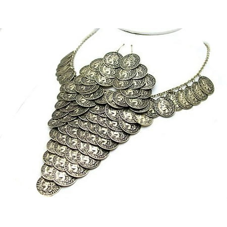 Cascading Antiqued French Coin Brass-Tone 17