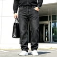 thumbnail image 6 of DENTOYOU Men's Jeans Comfort Flex Waist Relaxed Fit Denim Big & Tall Straight Jeans Black 43, 6 of 7