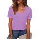 thumbnail image 2 of Camisetas de Manga Corta de Verano para Mujeres Moda Casual Color Sólido Encaje Cuello Redondo Suéter Mujer Camisetas de Manga Corta Casual, 2 of 7