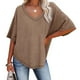 thumbnail image 5 of ICHUANYI Clearance Fashion Women Summer Casual Loose Short Sleeve Pullove Solid Blouse T-Shirt(Khaki, XXL) Ichaunyi WER2023081012624, 5 of 7
