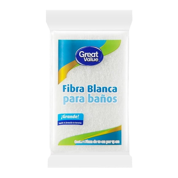 Fibra blanca Great Value grande para baños 1 pza