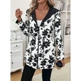 thumbnail image 5 of Women'S Reversible Hooded Casual Coat Full Zip Up Windbreaker Two - Sided Jacket Floral Print L, 5 of 8