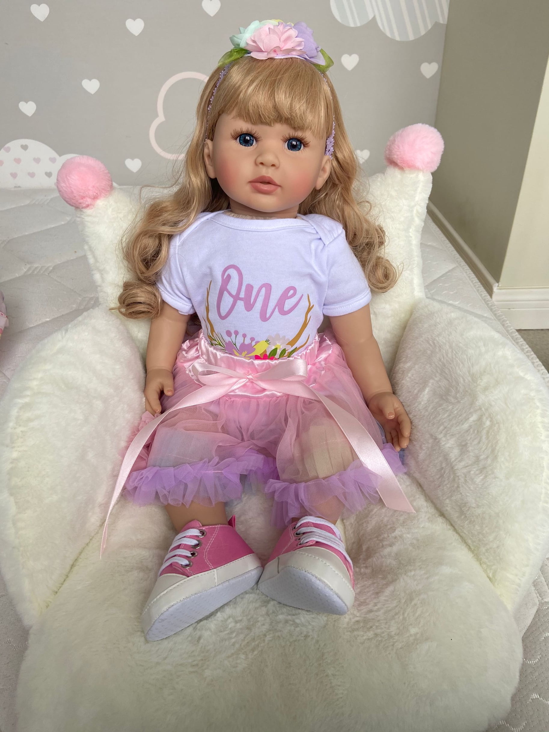 Lifelike Reborn Baby Doll - 24 inch Princess Realistic Newborn Baby Doll with Cloth Body, Handmade Real Life Toddler Doll, Includes Clothes, for Kids Ages 3+