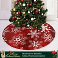 thumbnail image 2 of SPXUBZ Christmas Tree Skirt Red Snowflakes Large Xmas Decorations Burlap Red Stitch Tree Skirt for 4 ft Tree 36 inch, 2 of 5