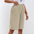 thumbnail image 2 of Pantalones informales de mujer con corte recto y holgado - Pantalones de verano con bolsillos con botón - S-XXXL, 2 of 5