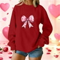 thumbnail image 1 of Xuyuer Valentine's Day Women's Bow Lover Heart Print Round Neck Loose Hoodie Long Sleeve Top, Cute Casual Pullover for Valentine's Day Gifts, Date Nights and Everyday Cozy Wear, 1 of 5