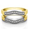 10k Solid Gold Brilliant Moissanite Contour Style Ring Guard with Millgrained Edges (0.2ctw)