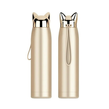

WP 320ml Girls Water Bottle Double Wall Thermos Stainless Steel Vacuum Flasks Cute Cat Fox Ear Thermal Ravel Mug Eco Friendly