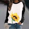 thumbnail image 2 of Pompotops Mode Femmes Printemps Automne Patchwork Imprimé Manches Longues Col Rond Casual Tee Tops, 2 of 6