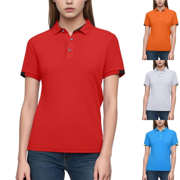 Miluxas Womens Golf Shirts Short Sleeve Collared Tops Lightweight Moisture Wicking Tennis Activewear White