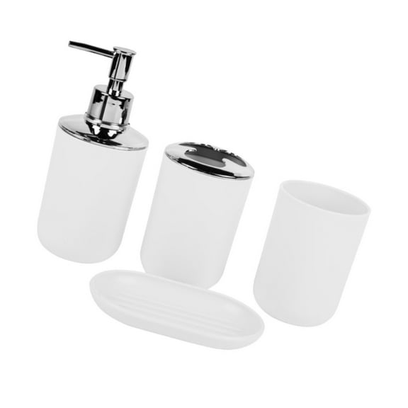 lanema Bathroom Counter Organizers 4Pcs Plastic Soap Dispenser Tray With Natural Accent