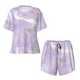 thumbnail image 4 of Picia Lavender Glitter Foil Stripes Pajamas Sets for Women Soft Short-Sleeved Pjs with Lounge Shorts Two Piece Sleepwear-X-Large, 4 of 9