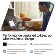 HP OmniBook 5 14 inch Next Gen AI PC, OLED Display, Snapdragon X Plus X1P-42-100, 16 GB RAM, 1 TB SSD, Qualcomm Adreno GPU, Windows 11 Home, Copilot+ PC, Glacier Silver, 14-he0099nr
