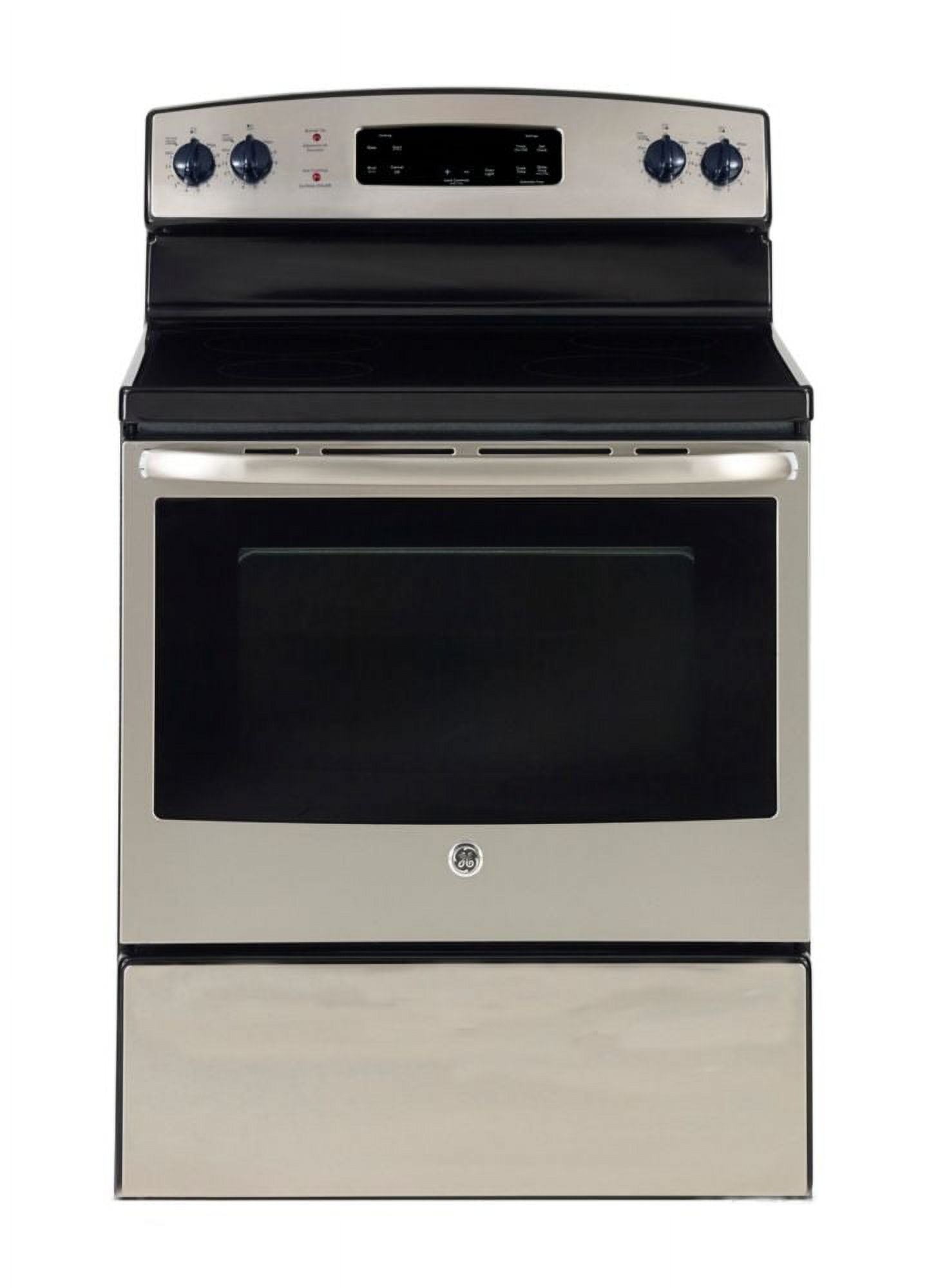 GE® 30” 5.0 Cu ft. 240 Volts Freestanding Electric Range in Stainless Steel with Griddle JCBS630SVSS