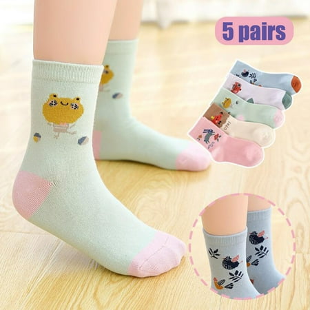 

Levmjia 5Pairs Kids Socks Clearance Comfort Fit Cute Print Children Middle Tube Socks Breathability Warm Socks