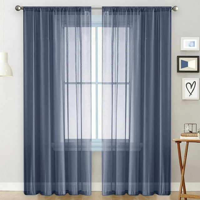 ZENGHUIJ Voilages en Polyester à Double Cordon de Couleur Unie Semi-Transparents Rideaux Style Poche pour Tringle Rideaux Semi-Transparents