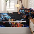 thumbnail image 5 of Manfei Vintage Train Zipper Twin Comforter Sets with Fitted Sheet and 2 Pillowcases,Colorful Railway Zipper Bedding Set,Black Reversible,4pcs, 5 of 8