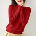 thumbnail image 6 of Zedker Wool Sweaters For Womens Fall Winter Warm Soft Knitted Loose Pullover Turtleneck Long Sleeves Sweaters Red XL, 6 of 6