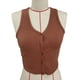 thumbnail image 2 of Camiseta sin mangas con botones en la parte delantera para mujer, camiseta sin mangas de punto acanalado para mujer, chaleco sin mangas de verano para mujer, tecnología de vanguardia, 2 of 3