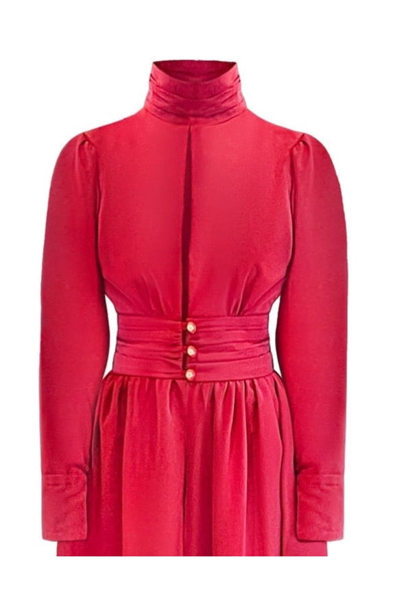 Turtleneck Hollow Out Backless Long Sleeve Pleated Blouse