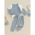 thumbnail image 3 of Bslissey Toddler Baby Boys Girls Clothes Set Long Sleeve Contrast Color Sweatshirt Casual Jogger Pants Tracksuit 2Pcs 6M 12M 18M 24M 3T Infant Casual Daily Outfits, 3 of 9