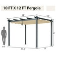 thumbnail image 5 of Costway 10x12ft Outdoor Aluminum Retractable Pergola Canopy Shelter Grape Trellis Beige, 5 of 12
