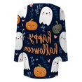 thumbnail image 4 of Halloween Shirts for Women Crew Neck Trendy Casual Tops Funny 3/4 Sleeve Halloween Graphic T Shirts Festival Blue S, 4 of 4