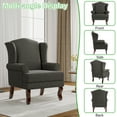 thumbnail image 4 of UIXE High Back Accent Chair for Living Room, Comfy Upholstered Arm Chair in Fabric with Retro Solid Wooden Legs, Traditional Armchair Single Sofa Reading Seat, Dark Gray, 4 of 6