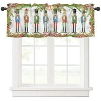 Christmas Green Valance for Kitchen Bedroom, Cartoon Nutcrackers Curtain for Living Room Bathroom, Green Window Treatment Valance Rod Pocket Curtain, 54 W x 18 L