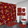 thumbnail image 1 of Juego de 4 cortinas de ducha con dibujos de Papá Noel, bolas de Navidad con cuadros rojos y negros, decoración navideña para el baño, cortina de ducha de tela impermeable, alfombrilla de baño, 1 of 7