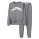 thumbnail image 1 of Gibobby Conjuntos de sudadera con bloques Conjunto deportivo de forro polar con capucha para mujer, sudadera con bolsillo y pantalón largo(Gris,M), 1 of 3