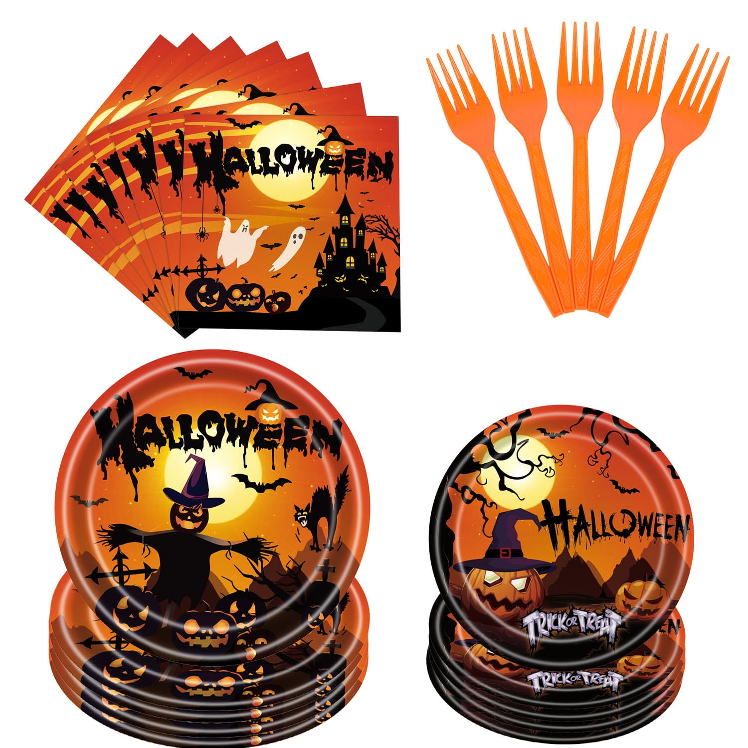 Zeeyh Halloween Cutlery Set, Cutlery Set for 24, Halloween Party