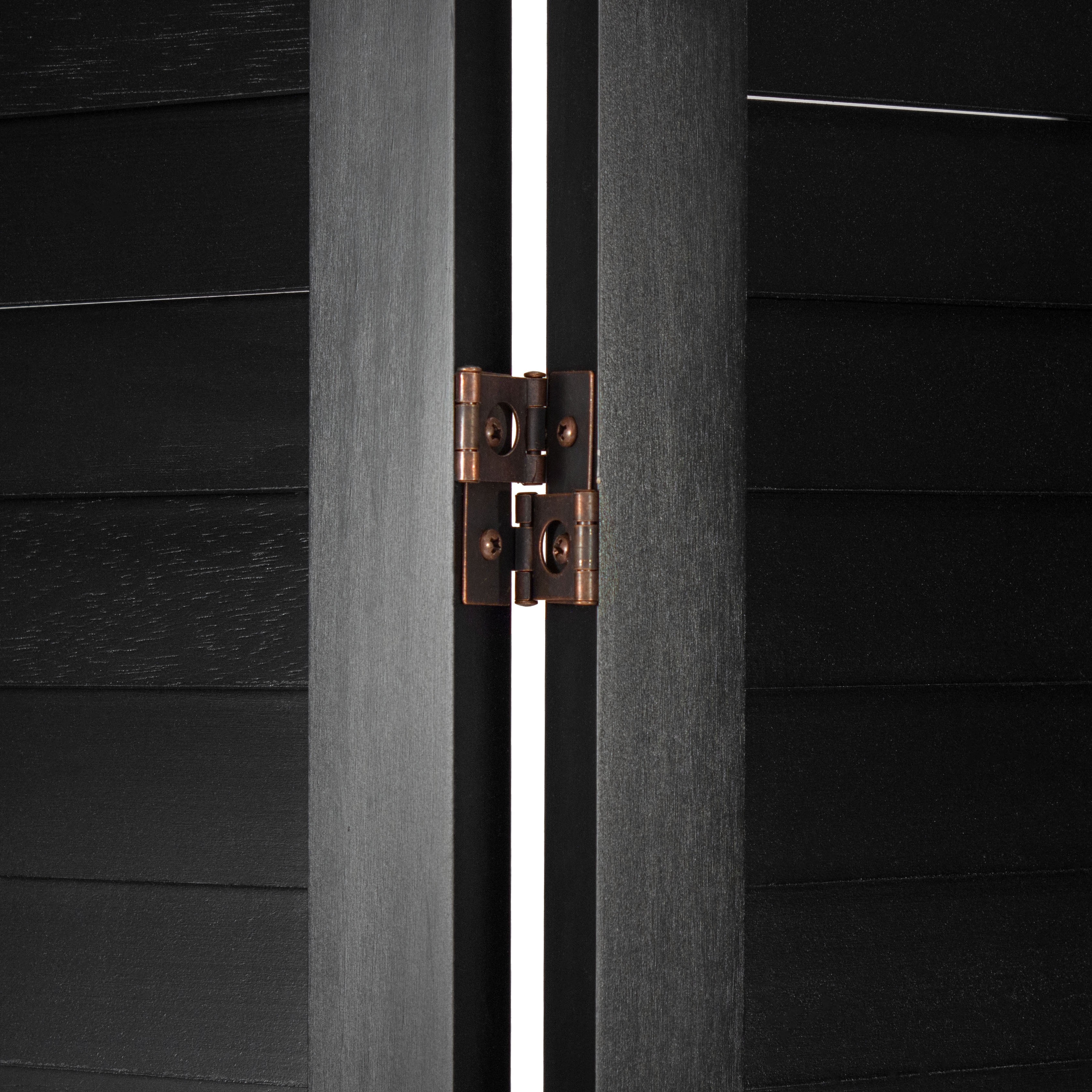 Oriental Furniture 6 ft. Tall Wooden Louvered Room Divider Black 4 Panel