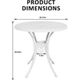 thumbnail image 3 of 30 inches Round Patio Table with Umbrella Hole, Cast Aluminum Bistro Table for Porch Backyard, White, 3 of 8