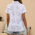 thumbnail image 5 of Womens Linen Button down Shirts with Pocket Summer Floral Printed Turn down Collar Tops Casual Loose Clothes (XL, White), 5 of 6