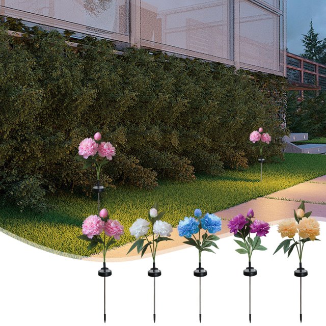 Luces solares de peonía para exteriores, impermeables, para jardín, iluminación decorativa para patio, 26,77 pulgadas JASKFLY