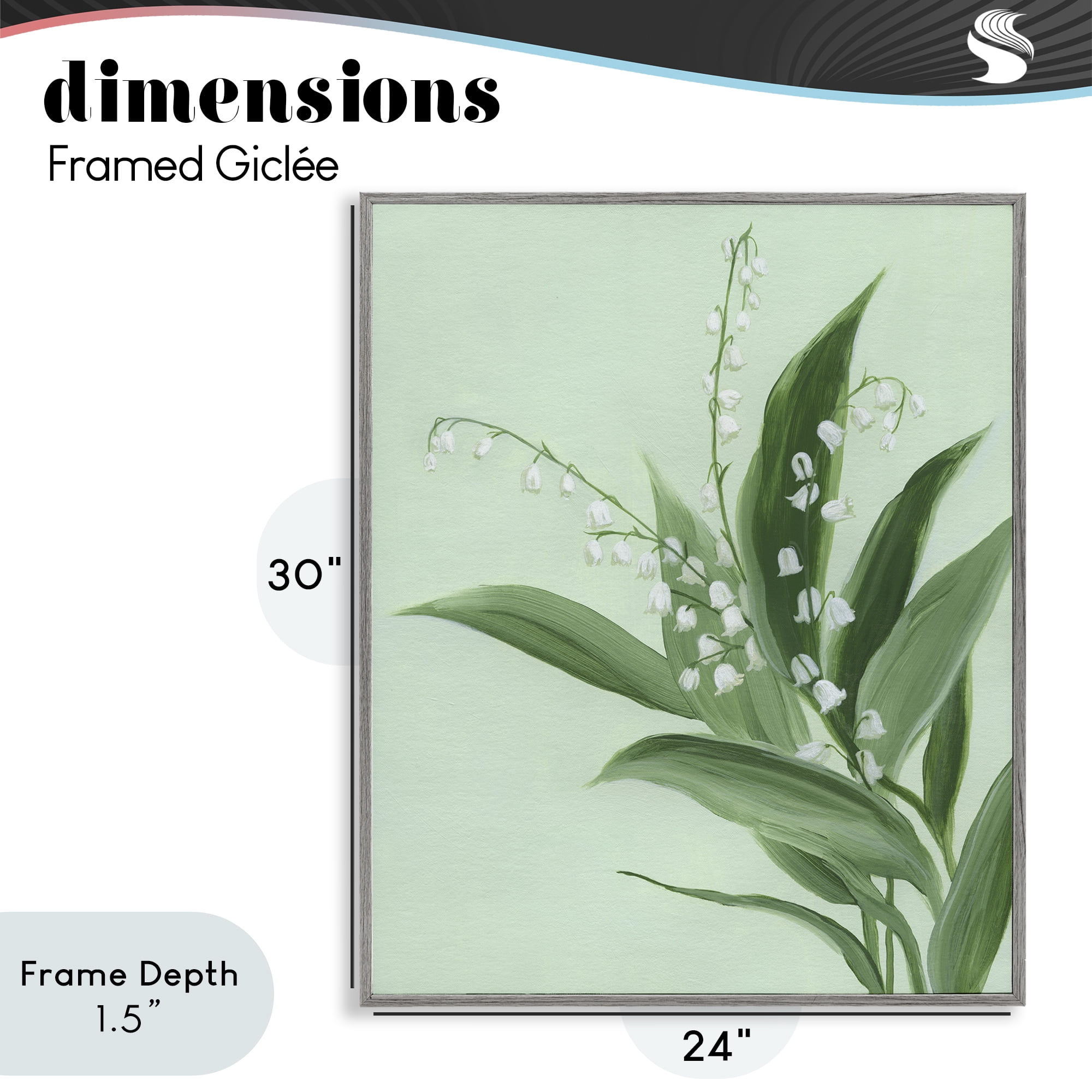 Stupell Industries Gentle Lily of Valley Gray Framed Giclee Art, design by Grace Popp