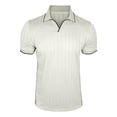 thumbnail image 3 of TAGOLD Mens Summer Short Sleeve Turndown collar Blouse & Shirt Solid Color Small V Neck Stretch Golf Top, 3 of 5