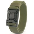 thumbnail image 2 of Jessboyy Men's Nylon Ratchet Belt No Hole Automatic Buckle Braided Elastic Woven Belts Adjustable Outdoor Work Waist Strap for Casual Hiking Army Green,130cm, 2 of 6