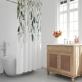 thumbnail image 2 of Green Gold Leaves and Branches Shower Curtain Sets,Simple White Bathroom Curtains,Modern Minimalist Bath Curtain, Waterproof Fabric with 12 Hooks 72x72 Inches, 2 of 6