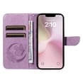 thumbnail image 3 of Dteck Pattern Case for iPhone SE4,Magnetic Leather Butterfly Floral Embossed Flip Case Card Slots Wallet Stand Cover with Wrist Strap for iPhone SE4,Purple, 3 of 7