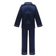 thumbnail image 2 of iEFiEL Unisex Kids Boys Girls Silk Pajamas Outfit Long Sleeve Tops with Pants Set Sleepwear Navy Blue 10-12, 2 of 7