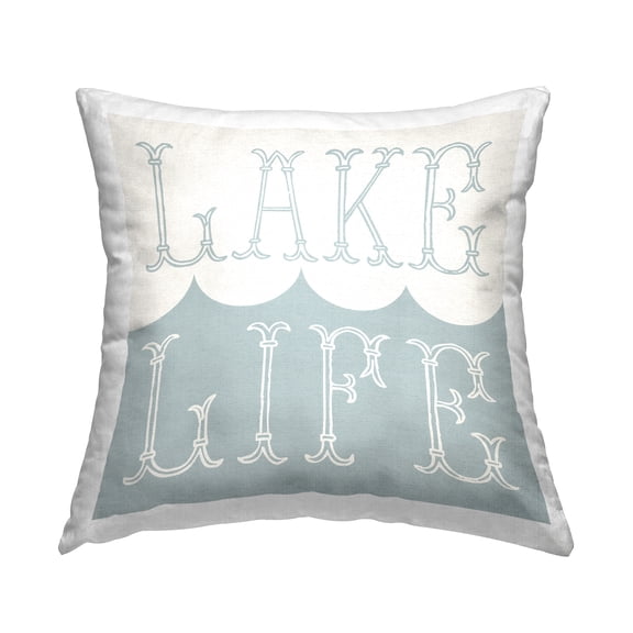 Stupell Industries Lake Life Vintage Phrase Square Decorative Printed Throw Pillow, 18 x 18