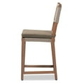 thumbnail image 3 of Baxton Studio Heyna Mid-Century Transitional Grey Woven Rope Mahogany Counter Stool, 3 of 7