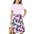 thumbnail image 1 of Liquidation d'Été Iumwxz Robes Plissées Confortables Extensibles à Encolure Ronde Imprimé Tendance Manches Courtes pour Filles Robe Douce et Confortable pour le Magasinage 4-14 Ans, 1 of 7