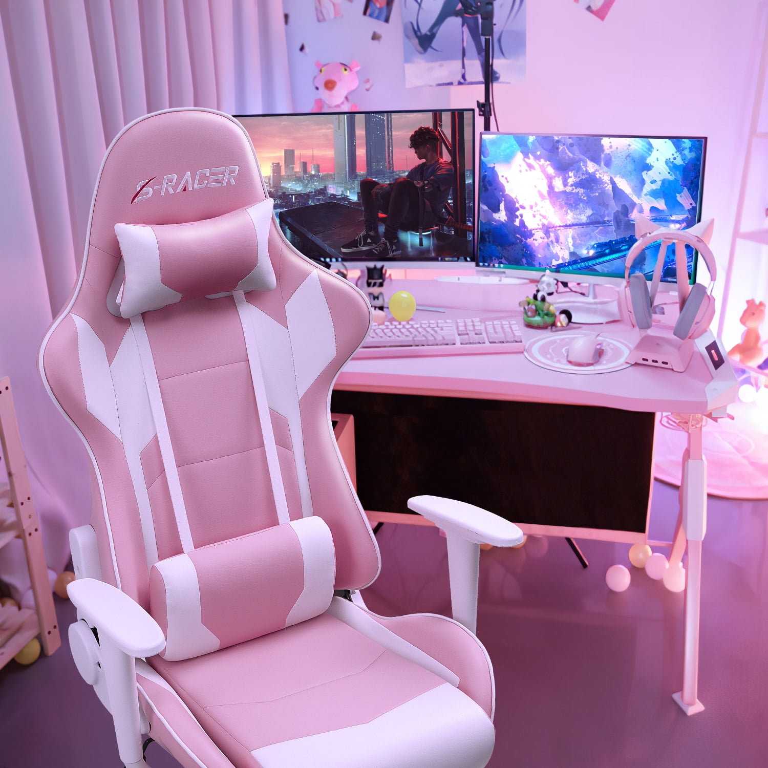 Homall gaming chair pink hot sale