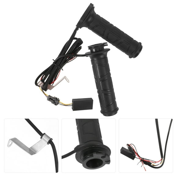WHAMVOX Black Motorcycle Heated Grips with Adjustable Temperature Settings Easy Installation for Comfortable Rides