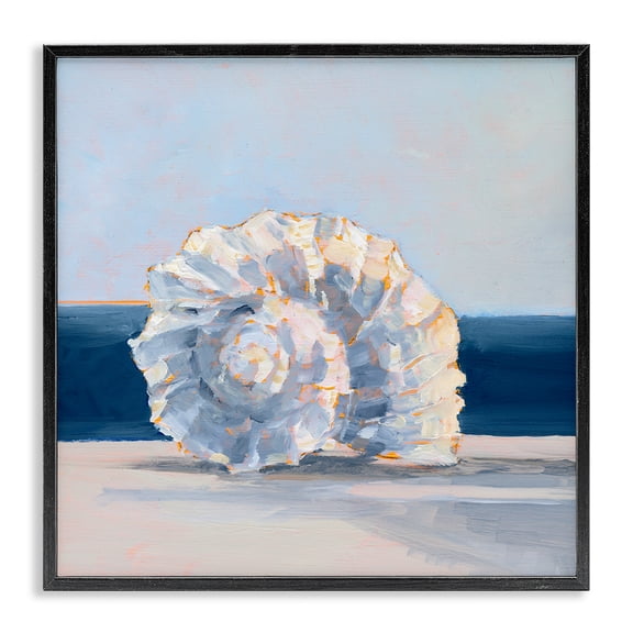 Stupell Industries Traditional Blue Seashell Black Framed Giclee Art, 12 x 12, by Ethan Harper