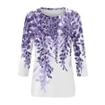 thumbnail image 4 of Womens 3/4 Sleeve Tops Cute Leaf Print Graphic Tees Casual Round Neck Blouses Plus Size Basic Pullover Soft Lightweight Tunic Spring Summer 2026 Light Purple L, 4 of 5