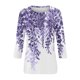 thumbnail image 5 of Camisas de manga 3/4 para mujer SCZ Camisetas gráficas estampado lindo Blusas Casual Tallas grandes Jersey morado claro 5XL, 5 of 5